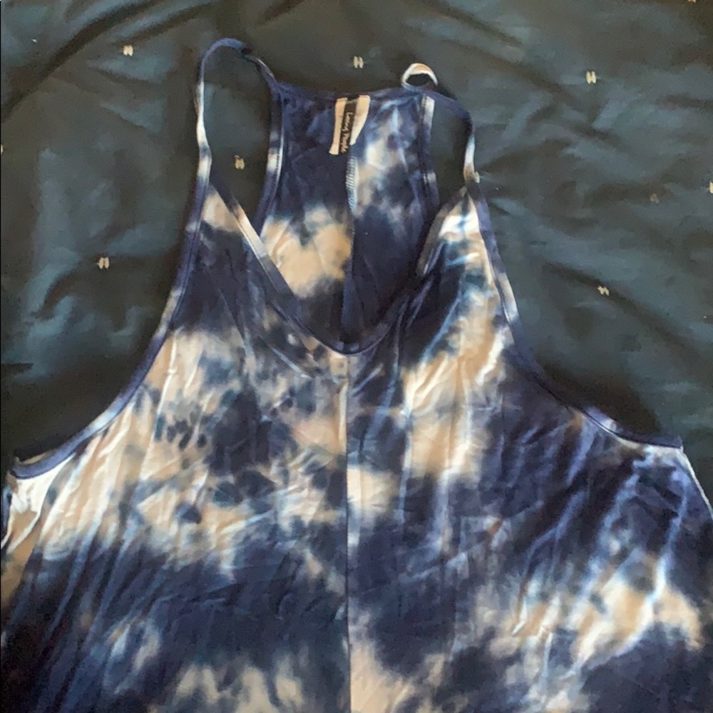 🦕🐇 Blue and White Tie-dye Cropped Jumpsuit 🐇🦕